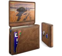 miyozi Airtag Wallet for Men,with Cash Pocket 2 ID Window 13 Cards,Slim Leather Wallet Front Pocket Card Holder RFID Blocking with Gift Box, Red Brick130, One Size, Minimalist