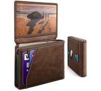 miyozi Airtag Wallet for Men,with Cash Pocket 2 ID Window 13 Cards,Slim Leather Wallet Front Pocket Card Holder RFID Blocking with Gift Box, Coffee129, One Size, Minimalist