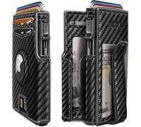miyozi Airtag Wallet for Men,with Money Clip 10 Cards Metal Case Smart Slim Pop Up Credit Card Holder Flip with Magnetic Closure RFID Blocking wallet with Gift Box, Carbon Black001, One Size