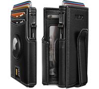 miyozi Airtag Wallet for Men,with Money Clip 10 Cards Metal Case Smart Slim Pop Up Credit Card Holder Flip with Magnetic Closure RFID Blocking wallet with Gift Box, Black002, One Size, Minimalist