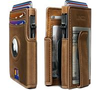 miyozi Airtag Wallet for Men,with Money Clip 10 Cards Metal Case Smart Slim Pop Up Credit Card Holder Flip with Magnetic Closure RFID Blocking wallet with Gift Box, Red Brick009, One Size, Minimalist