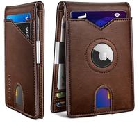miyozi Airtag Wallet for Men,with Money Clip 11 Cards Slim Front Pocket Leather RFID Blocking Wallet with Gift Box, Brown134, One Size, Minimalist