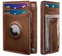 miyozi Airtag Wallet for Men- with Money Clip Gift Boxed, Magnetic Closure Slim Genuine Leather Front Pocket Wallet, 4.1"x 2.8", RFID Blocking, Light Brown090, One Size, Minimalist