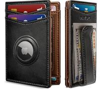 miyozi Airtag Wallet for Men- with Money Clip Gift Boxed, Magnetic Closure Slim Genuine Leather Front Pocket Wallet, 4.1"x 2.8", RFID Blocking, Black066, One Size, Minimalist