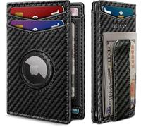 miyozi Airtag Wallet for Men- with Money Clip Gift Boxed, Magnetic Closure Slim Genuine Leather Front Pocket Wallet, 4.1"x 2.8", RFID Blocking, Black092, One Size, Minimalist