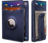 miyozi Airtag Wallet for Men- with Money Clip Gift Boxed, Magnetic Closure Slim Genuine Leather Front Pocket Wallet, 4.1"x 2.8", RFID Blocking, Purplish Blue088, One Size, Minimalist