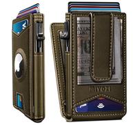 miyozi Airtag Wallet for Men,with Money Clip Gift Boxed,Slim Front Pocket Wallet RFID Blocking Metal Case Smart Pop-up Credit Card Holder in Magnetic Leather Flip