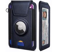 miyozi Minimalist AirTag Wallet for Men - RFID Blocking Slim Pocket Credit Card Holder with Magnetic Flap, 6-8 Card Capacity & ID Window, Gift Boxed, Retro Blue163, One Size, Minimalist