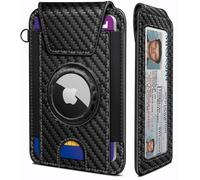 miyozi Minimalist AirTag Wallet for Men - RFID Blocking Slim Pocket Credit Card Holder with Magnetic Flap, 6-8 Card Capacity & ID Window, Gift Boxed, Carbon Fiber Black158, One Size, Minimalist