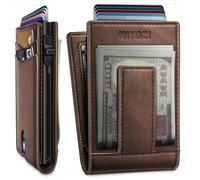 miyozi Wallet for Men, Pop Up Card Holder with RFID Blocking, Minimalist Slim Bifold Wallet with 9 Card Slots, 2 ID Window and Magnetic Money Clip, Metal Flip Case with Magnetic Closure, Gift Box