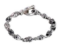 MIYUAN Retro Handmade 925 Sterling Silver Skull Link Chain Bracelet for Men (Men)