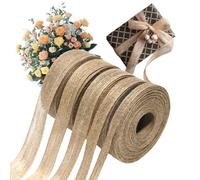 MIYUANGKJ 5 Rolls Natural Vintage Jute Ribbon Craft Ribbon for Wedding, Gift, Christmas, Decoration, Crafts (Width 1/1.5/2/2.5/3cm)
