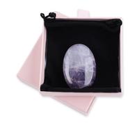 MIYUANGKJ 60mm Large Amethyst Crystal Stone with a Gift Box Polished Palm Healing Gemstone 20mm Thick Pocket Worry Stone Crystal for Massage Reiki Stress Relief Balancing Meditation Accessories