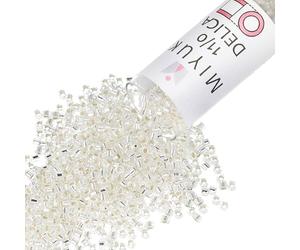 Miyuki DB041 7.2gm Delica Seed Beads, Size 11/0, Silver Lined Crystal