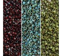 Miyuki Delica Seed Beads Bundle: Size 11/0, Earth Picasson Palette Collection DB2263, DB2264, DB2265