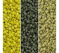 Miyuki Delica Seed Beads Bundle: Size 11/0, Moss Green Opaque Glazed Palette Collection DB2283, DB2290, DB2291