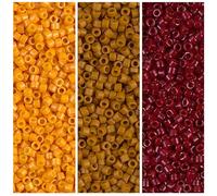 Miyuki Delica Seed Beads Bundle: Size 11/0,Opaque Pumpkin DB653, Opaque Squash DB651, Opaque Cranberry DB654 - 3 Tubes of 7.2 Grams ea