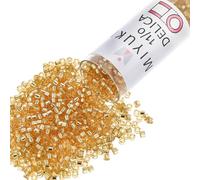 Miyuki DB042 7.2gm Delica Seed Beads, Size 11/0, Silver Lined Gold