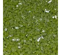 Miyuki Half Tila Beads - 2 Hole Rectangle Beads, 5x2.3x1.9 mm, 5 Grams Glass Beads Pistachio Green (HTL439)