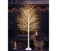 Miyukyee 7 FT Lighted Birch Tree Artificial White Tree with 1224 LED Timer Outdoor Artificial Trees for Christmas Festival Patio Home Indoor Decor