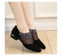 MIYYO Hollow Mesh Sandals Women's Summer Breathable Mesh Ankle Boots Elegant Closed Sandals With Block Heel, Spring Casual Shoes Party Shoes With Rhinestones (Color : Black, Size : 6 UK)