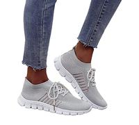 MIYYO Women's Sports Walking Shoes Summer Leisure Slip-on Sneaker Breathable Knit Mesh Road Running Shoes Lightweight Soft Sole Jogging Shoes(Grey,7 UK)