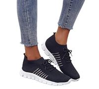 MIYYO Women's Sports Walking Shoes Summer Leisure Slip-on Sneaker Breathable Knit Mesh Road Running Shoes Lightweight Soft Sole Jogging Shoes(Black,6.5 UK)