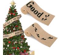 Mizelu 2 Pcs 62''x 4'' Christmas Tree Burlap Ribbon Garland, Wizard Burlap Ribbon Tree Decoration, Xmas Rustic Burlaps Ribbon Decor for Christmas Winding Hanging Home DIY Craft