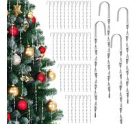 Mizelu 60 Pcs Christmas Tin Icicles Ornaments, 5.5 Inch Vintage Silver Steel Icicles Ornament, Victorian Christmas Twisted Icicle Decor for Winter Tree Holiday Tree New Year Party Supplies