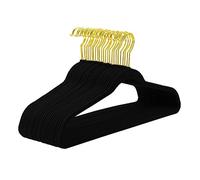 MIZGI Black Velvet Hangers 60 Pack,Premium Gold Clothes Hangers Non-Slip Felt Hangers,Sturdy Black Heavy Duty Coat Durable Suit Hanger for Space Saving, No Flocked Marks