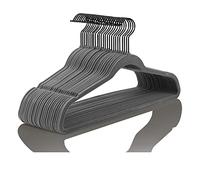 MIZGI Premium Velvet Hangers (50 Pack) Heavy Duty - Non Slip Felt Hangers - Velvet Suit Hangers Gray - Black Coated Hooks,Space Saving Clothes Hangers