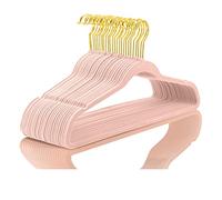 MIZGI Premium Velvet Hangers (Pack of 50) Heavyduty - Non Slip - Velvet Suit Hangers Blush Pink - Gold Hooks,Space Saving Clothes Hangers Felt Organizer
