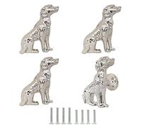 Mizhang Cabinet Knobs Drawer Knobs,Cute Metal Dog Decorative Knob Pulls for Kitchen Cupboard Bedside Table Closet Door Dresser Knobs Hardware Furniture Handles 4Pcs (Silver)