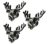 Mizhang Reindeer Head Knobs 3 Pcs Creative Deer Head Knobs Furniture Door Pull Single Hole Handle Cabinet Wardrobe Closet Dresser Cupboard Home Kitchen Decorative Hardware Accessories (Ancient tin)