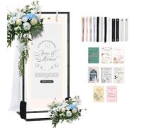 MIZHAO Wedding Sign Stand - Adjustable Metal Easel, 50" or 66" Floor Poster Holder, Black, Perfect for Wedding Welcome Signs, Bridal & Baby Showers, Events, Indoor/Outdoor Use