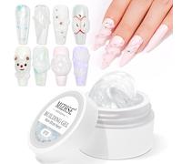 MIZHSE 3D Gel for Nails, Non Stick Hand Aurora White Solid Sculpting Gel 3D Carving Nail Art for DIY Salon at Home Need Lamp Cure 15g