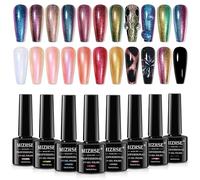 MIZHSE 8 Colors Chameleon Gel Nail Polish Glitter Gel Polish Set, Shimmer Iridescent Color Blue Green Purple Shiny Nail Gel Soak Off Nail Art Salon Home