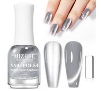 MIZHSE Cat Eye Nail Polish with Magnetic Stick, 15 ml Silver Magnetic Nail Polish Quick Dry No Need UV Lamp for Manicure Salon DIY Nail Art at Home