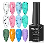 MIZHSE Egg Shell Gel Nail Polish, Black Speckle UV Gel, Top Coat, Nail Polish for Home DIY/Nails Salon/Manicure Nails Art, 10ml