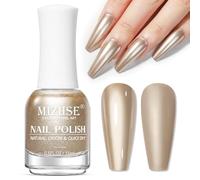 MIZHSE Metallic Nail Polish, 15ml Champagne Metal Effect Chrome Quick Dry Nail Polish 3D Mirror Effect No Need UV Lamp For DIY Nail Art At Home Salon Manicure