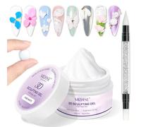 MIZHSE Solid Builder Gel White Non-Stick Hand 3D Sculpting Gel for Nail Dual-Use Nail Art Pen 3D Carving Extension Decoration DIY for Salon at Home Need Lamp Cure