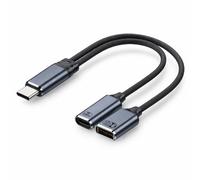 Mizi [2025 Upgraded USB-C to USB-A & USB-C PD Splitter Adapter - 2-in-1 Type-C OTG Cable with 100W Fast Charging & Peripheral Support - Compatible with Laptop, Tablet, Smartphone - Grey