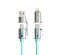Mizi 4-in-1 USB C to Lightning Charging Cable 5FT - 240W Multi-Port Cable with LED Light, USB A/C to C/Lightning for iPhone/MacBook/iPad/Samsung/Switch 2, Multi Chargers for All Devices - Blue