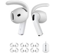 Mizi [6 Pair] Silicone Ear Hooks for AirPods 4th Generation 2024 [Added Storage Pouch][NOT Fit in Case] Anti-Slip Sport Ear Tips Grip Accessories - White