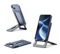 Mizi Aluminium Phone Stand for Desk, Foldable Adjustable Cell Phone Holder, Portable Travel & Office Accessory Compatible with iPhone 17 16 15 14 13 Pro Max, Samsung S25 S24 S23 Ultra, Kindle - Grey