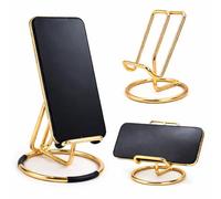 Mizi Cell Phone Stand for Desk - Metal Mobile Phone Holder Compatible with iPhone, iPad, Switch & All Smartphones - Cute, Classy Stylish Display Stand - Gold