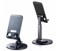 Mizi Portable Cell Phone Stand for Desk - Height & Angle Adjustable Mobile Foldable Holder, Compatible with iPhone 17 16 15 14 13 12 11 Pro Max, Galaxy S25 S24, All 4-10" Devices - Black