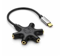 Mizi USB-C Headphone Splitter 5-Way - Type-C to 3.5mm Audio Adapter with 1 Male to 5 Female Ports, Multi-Headphone Aux Splitter for Phone, Tablet, Laptop, PC - Black