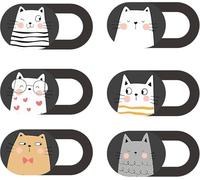 Mizi Webcam Privacy Cover Slide [6 Pack], Cute Camera Blocker Sticker, Protect Your Privacy and Security for Computer, Laptop, Tablets & Phones - Cat