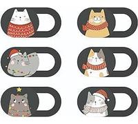 Mizi Webcam Privacy Cover Slide [6 Pack], Cute Camera Blocker Sticker, Protect Your Privacy and Security for Computer, Laptop, Tablets & Phones - Cat Xmas